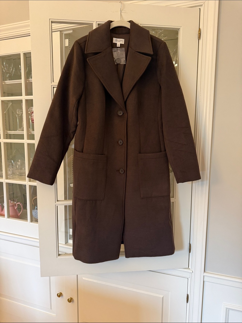 Candace Cameron Bure Dark Brown Single-Breasted Trench Coat
